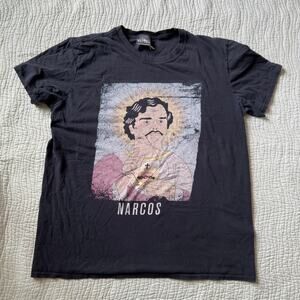Narcos T-Shirt Black Graphic Print Soft Worn-In Size L